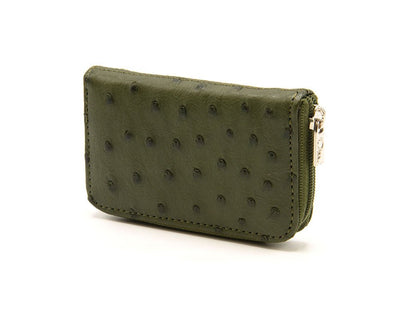 Ostrich Leather Mini Zip Coin Purse - Ostrich Leather Purse