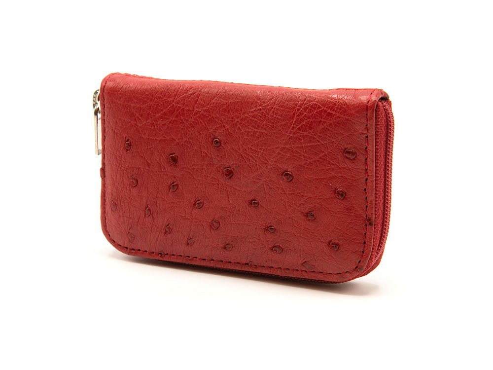 Ostrich Leather Mini Zip Coin Purse - Ostrich Leather Purse