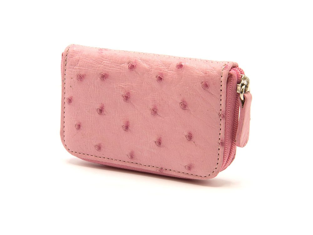 Ostrich Leather Mini Zip Coin Purse - Ostrich Leather Purse