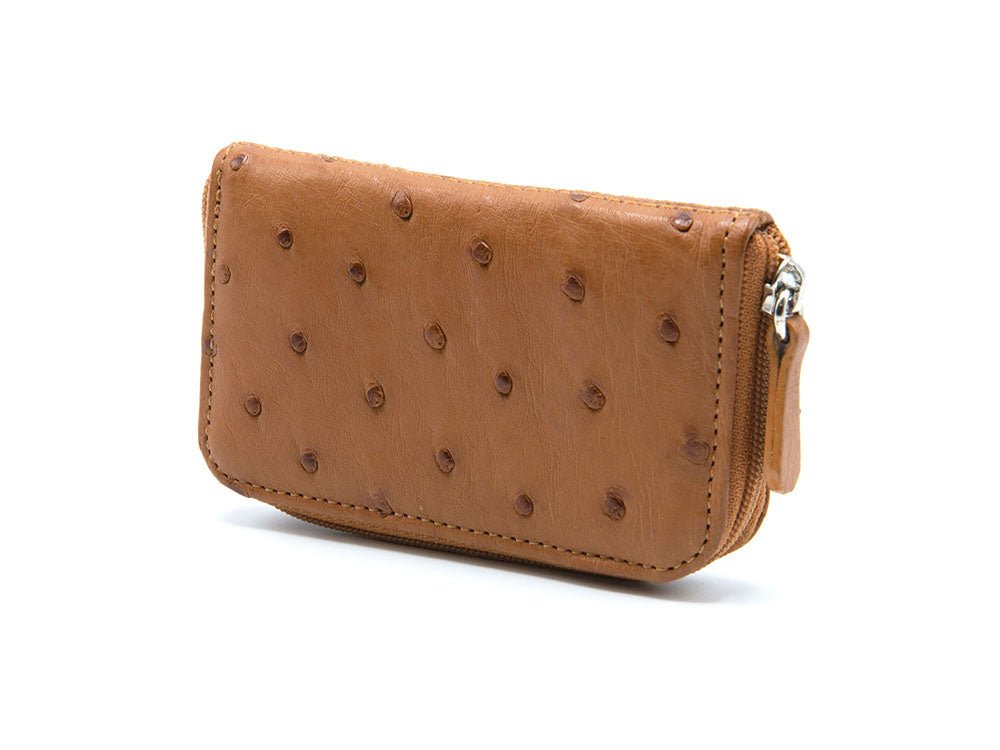 Ostrich Leather Mini Zip Coin Purse - Ostrich Leather Purse