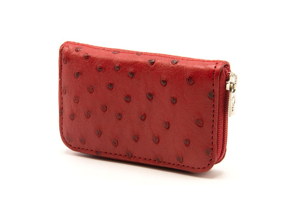 Ostrich Leather Mini Zip Coin Purse - Ostrich Leather Purse