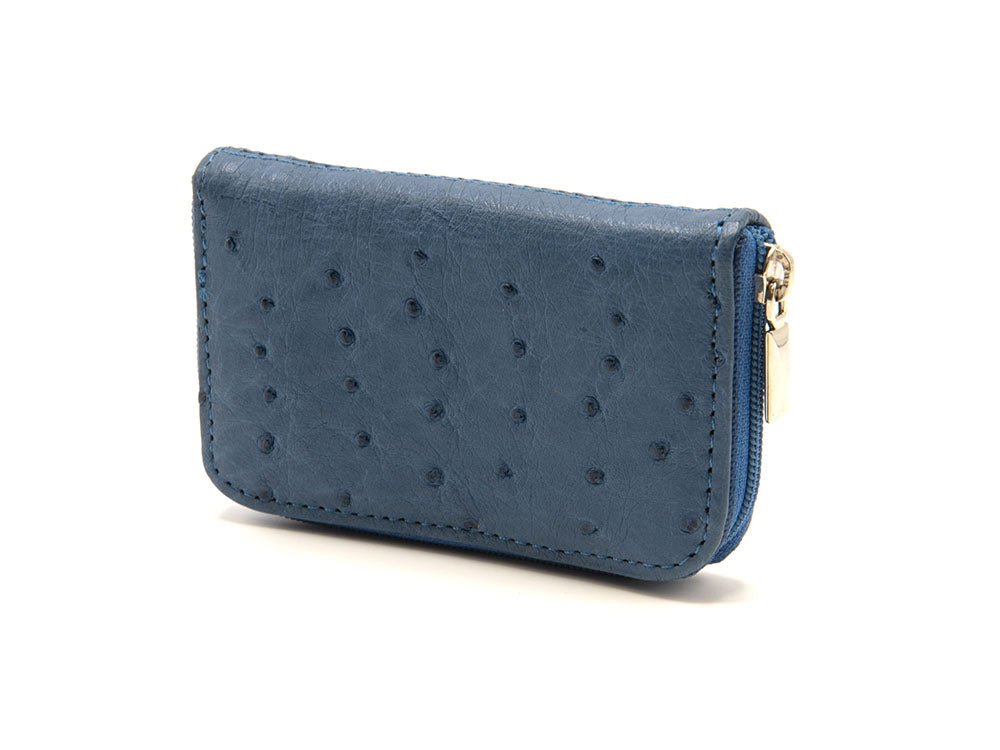 Ostrich Leather Mini Zip Coin Purse - Ostrich Leather Purse