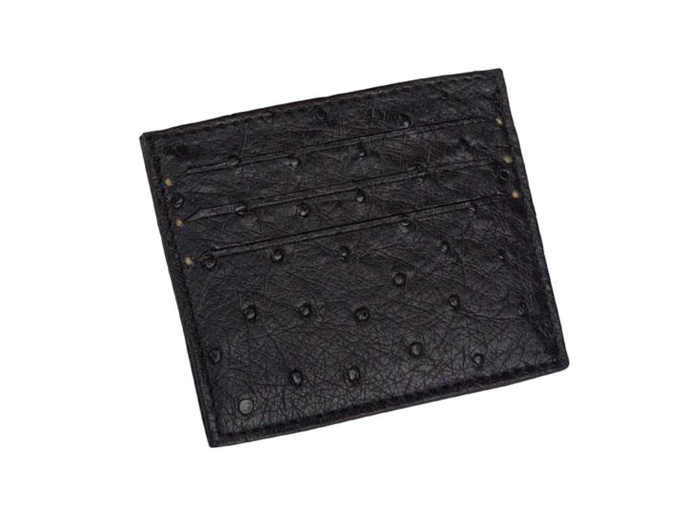 Ostrich Leather Small Card Holder Wallet - Ostrich Leather Wallet