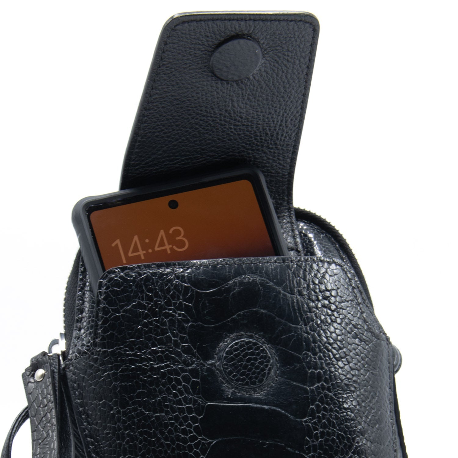 Ostrich Shin Leather Phone Bag - Ostrich Leather Bag