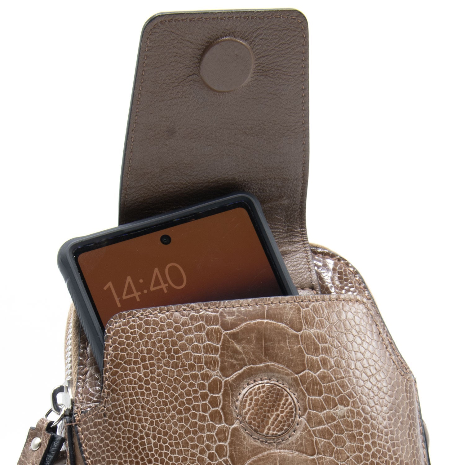 Ostrich Shin Leather Phone Bag - Ostrich Leather Bag