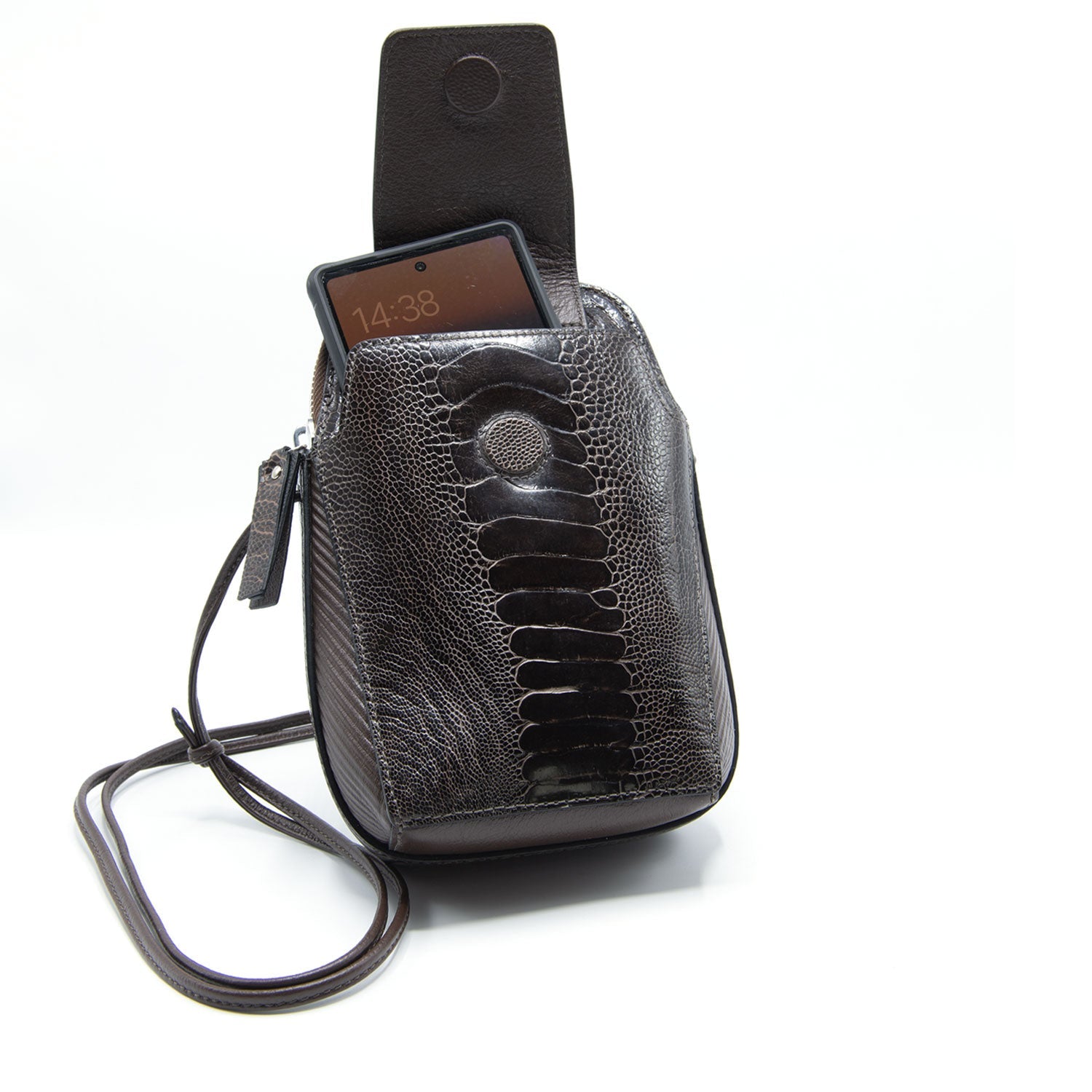 Ostrich Shin Leather Phone Bag - Ostrich Leather Bag