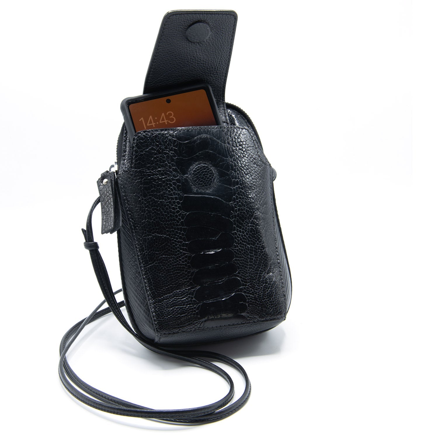 Ostrich Shin Leather Phone Bag - Ostrich Leather Bag