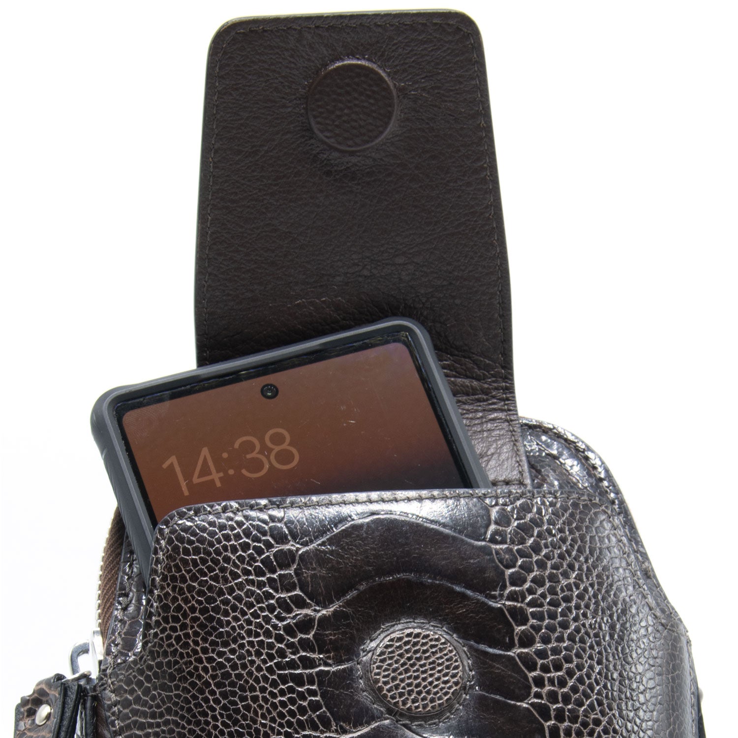 Ostrich Shin Leather Phone Bag - Ostrich Leather Bag