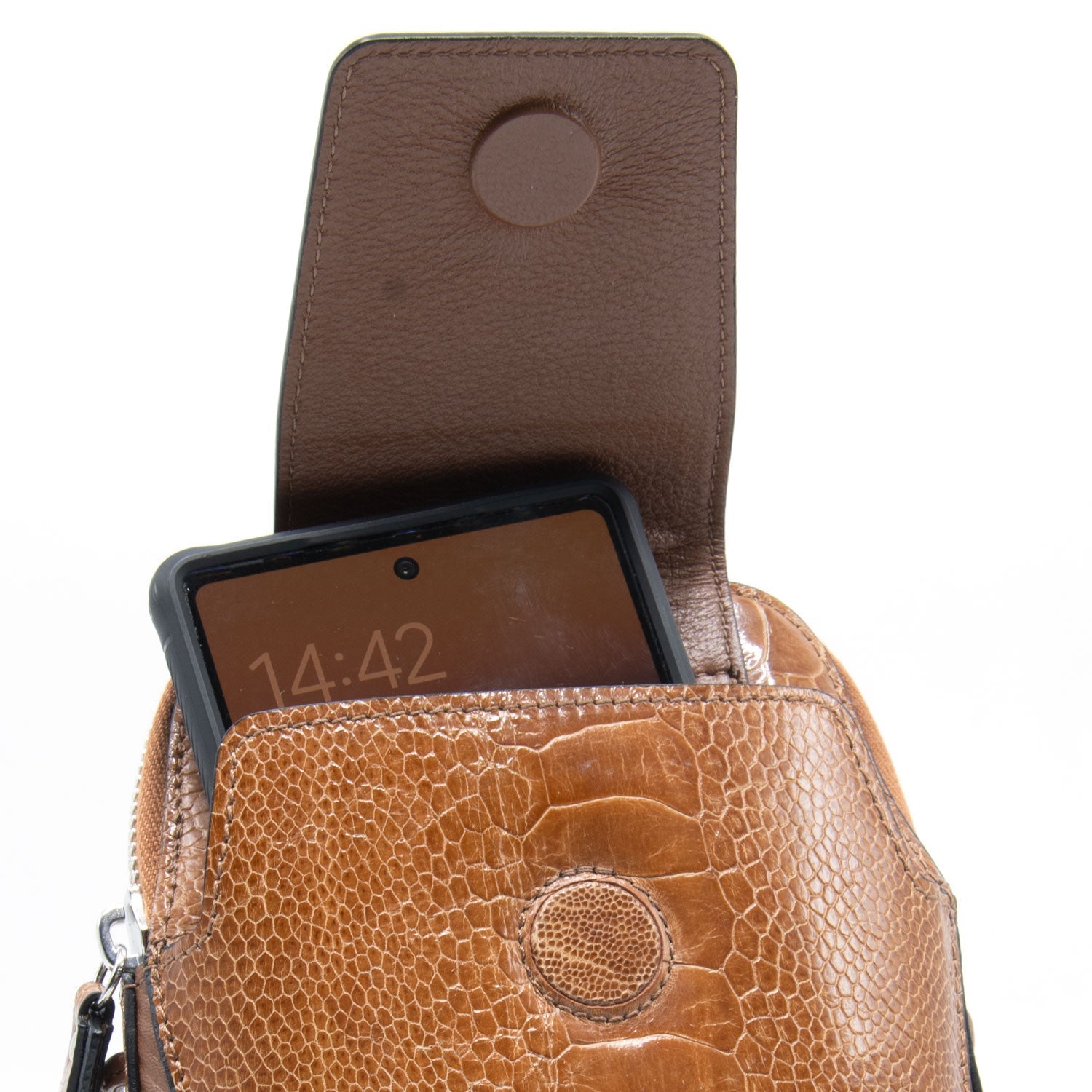 Ostrich Shin Leather Phone Bag - Ostrich Leather Bag