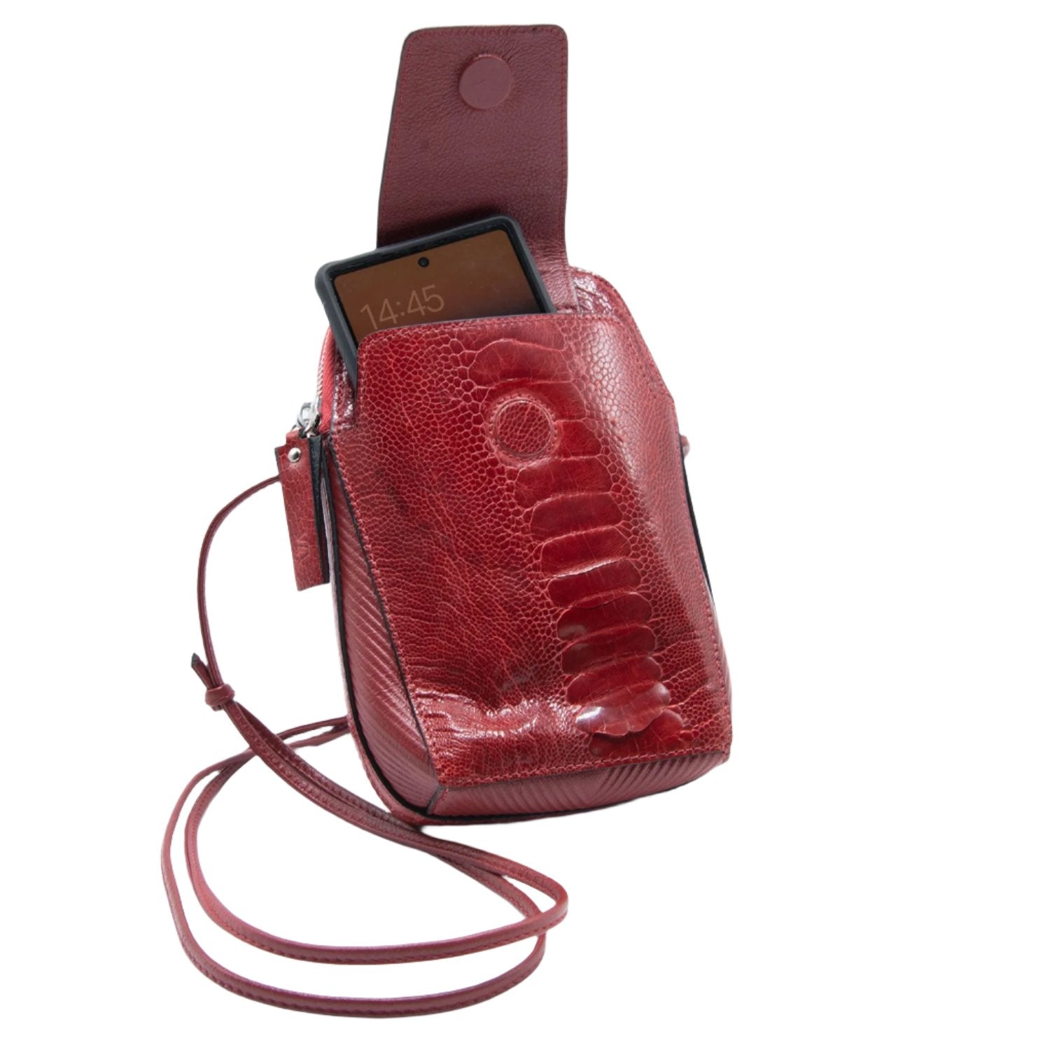 Ostrich Shin Leather Phone Bag - Ostrich Leather Bag